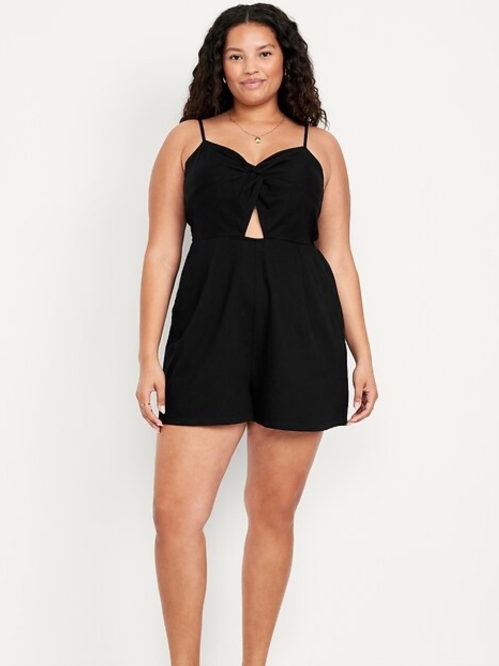 Fit & Flare Twist-Front Cami Romper